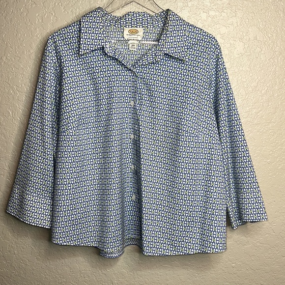 Talbots Women’s Patterned Wrinkle Resistant Stretch Button Down Top - Picture 2 of 7